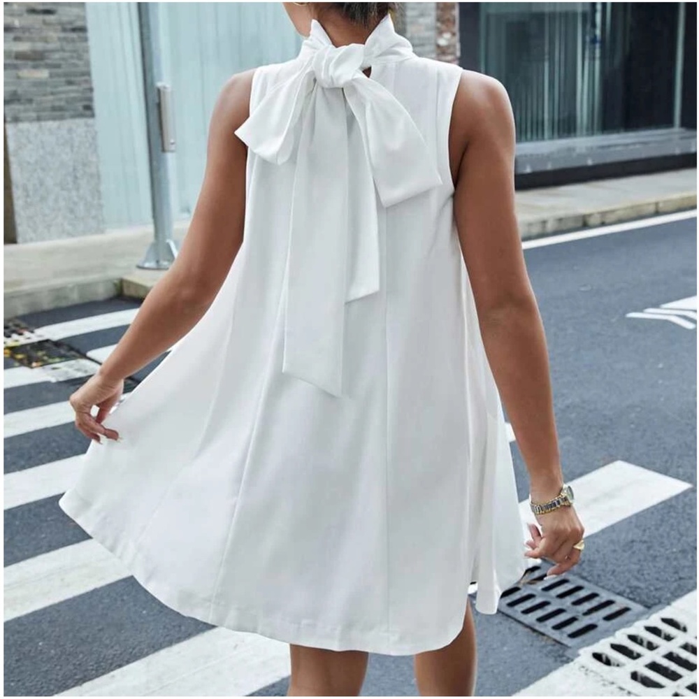 Luxe Neck Tie Party Evening Mini Dress - Picture 7 of 12